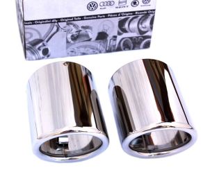 Original Endrohre für Skoda Yeti Endrohrblenden edelstahl Auspuffblenden 60mm auch passend für Golf 6 Doppelendrohr Blende 