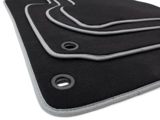 Fußmatten passend für VW Golf 5 6 + Variant Jetta III Scirocco Velours Premium Qualität Autoteppich schwarz/grau oval 