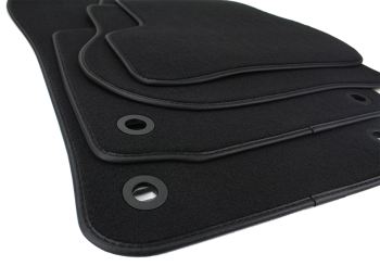 Fußmatten passend für VW Golf 5 6 Jetta III Scirocco Velours Premium Qualität Autoteppich Leder Rand 4-teilig oval schwarz 