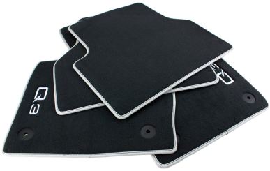 Fußmatten Original Audi Q3 SQ3 8U Premium Velours S-Line Textil Autoteppiche Nubuk silber 4-teilig 
