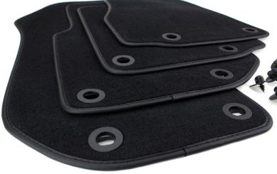 Fußmatten passend für BMW 3er E36 Cabriolet Velours Premium Qualität Lederrand Autoteppiche Stoffmatten schwarz 4-teilig 