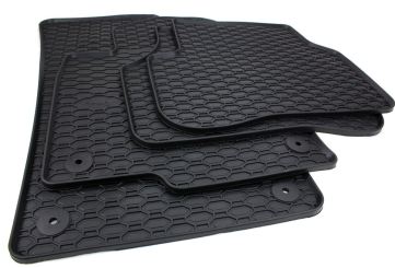 Gummifussmatten passend für VW Golf 5 6 + Variant Scirocco Jetta Fußmatten Gummi Premium Qualität 4-teilig Druckknopf rund schwarz 