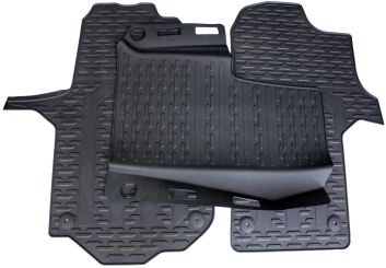 Original Gummimatten VW Crafter II (SY) ab 03-2017 Fussmatten Gummimatten Allwetter 3-teilig schwarz Druckknopf rund 