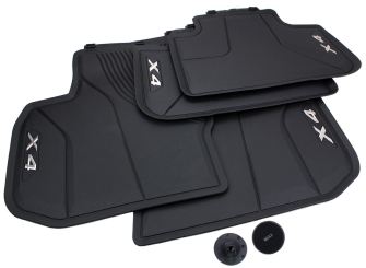 Original BMW X4 (G02 F98) Fußmatten Allwettermatten Gummimatten mit X4 Schriftzug vorne + hinten 4-teilig schwarz 