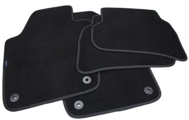 Fußmatten passend für VW Polo 6R 6C Polo Cross Velours Premium Qualität Autoteppich 4-teilig schwarz Druckknopf rund 