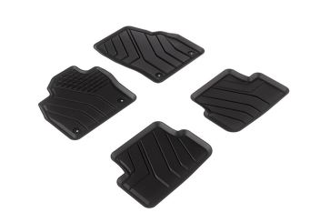 Schalen Gummimatten passend für VW T-Cross C1 Fussmatten Gummi Premium Qualität Allwetter 4-teilig schwarz Druckknopf rund 