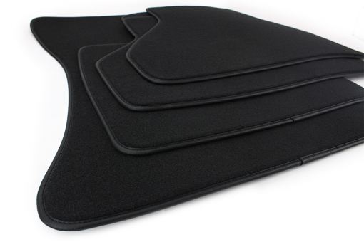 Fußmatten passend für BMW X5 (E70 F15) X6 (E71 F16) Velours Matten Premium Qualität Leder Band Autoteppiche schwarz 4-teilig 