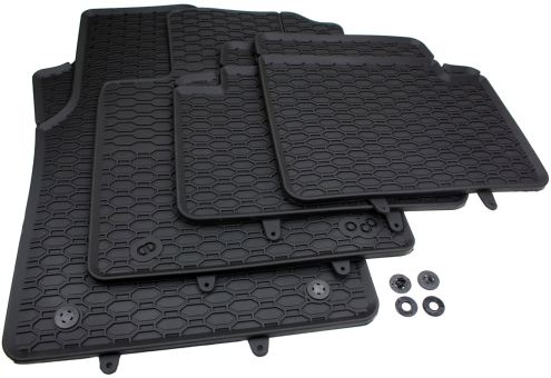 Gummimatten passend für Fiat 500 / 500C ab 2007 Ford KA II Fußmatten Allwetter Waben Automatten Premium Qualität schwarz 4-teilig 