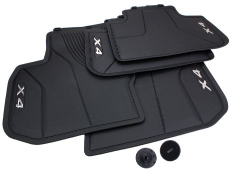 Original BMW X4 (G02 F98) Fußmatten Allwettermatten Gummimatten mit X4 Schriftzug vorne + hinten 4-teilig schwarz 