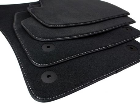 Fußmatten passend für Seat Leon 5F Leon ST ab 2012 Velours Premium Qualität Autoteppich schwarz/silber 