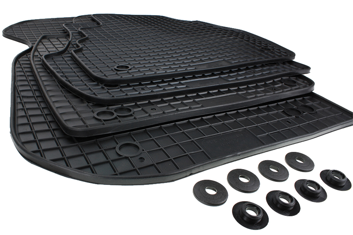 kfz-premiumteile24 KFZ-Ersatzteile und Fußmatten Shop, Fußmatten passend  für Audi A6 4F / Allroad Velours Autoteppich in Premium Qualität  schwarz/grau 4-teilig